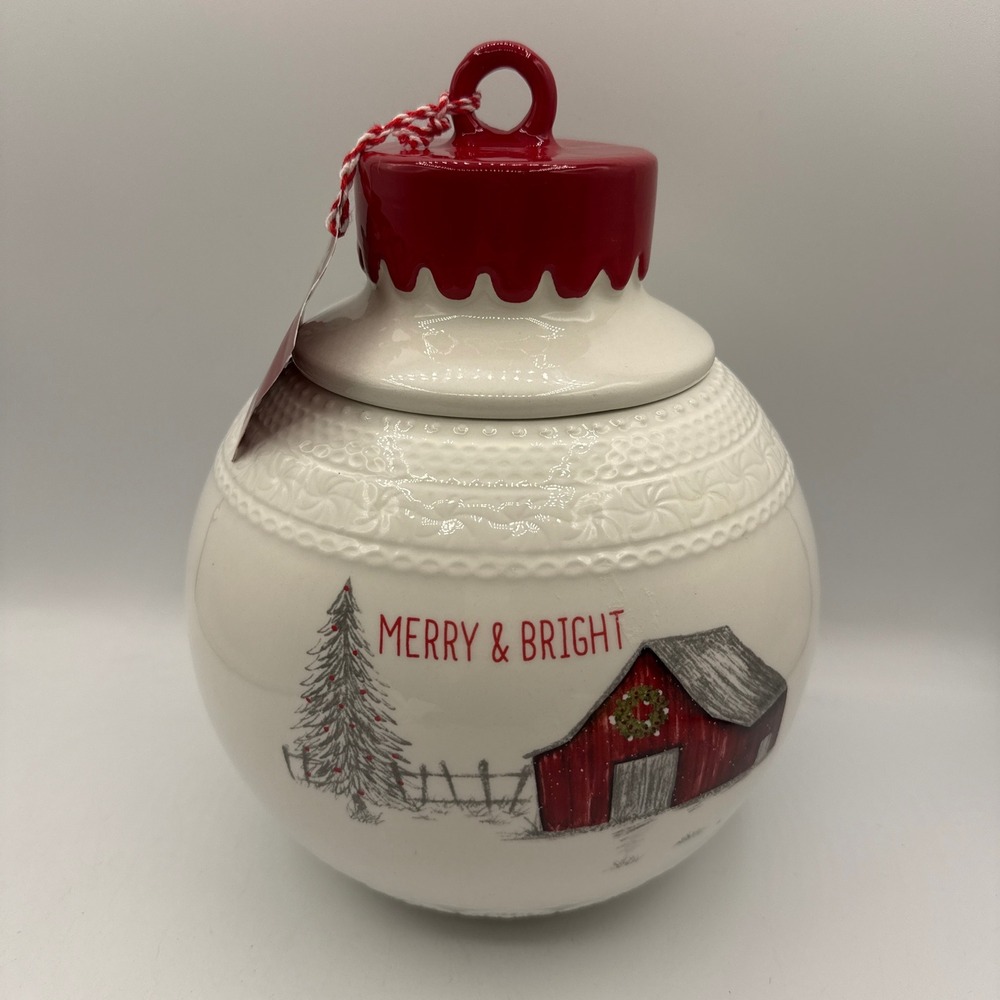 10 Strawberry Street Christmas Cookie Jar Barn Merry & Bright Ornament Farmhouse - Picture 2 of 16